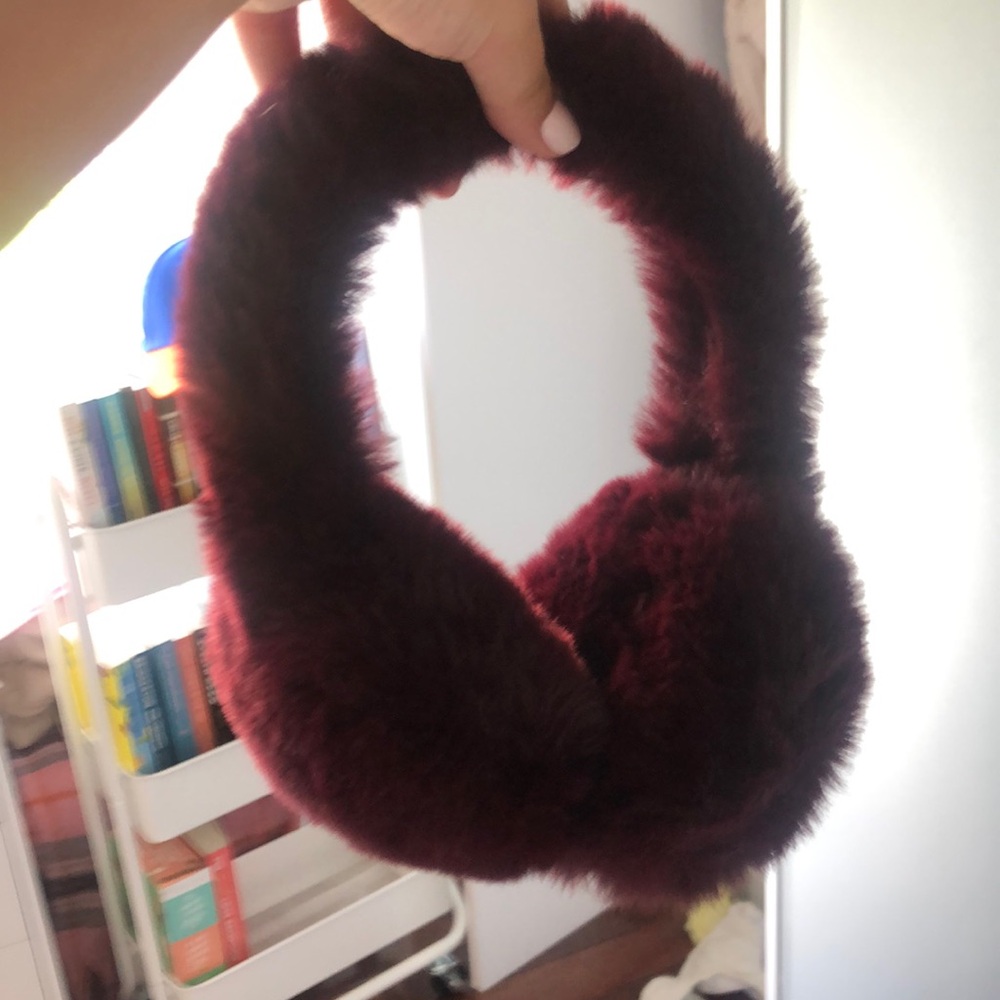 fuzzy maroon ear muffs